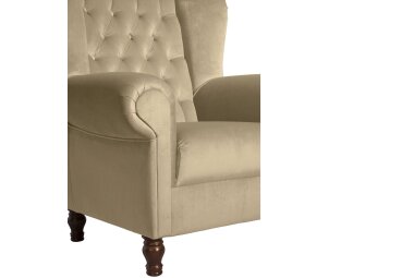 Ohrenbackensessel Katreen Bezug Samtvelours Buche nussbaum dunkel / sand 22821