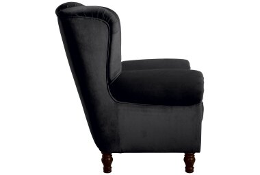 Ohrenbackensessel Katreen Bezug Samtvelours Buche nussbaum dunkel / schwarz 22822