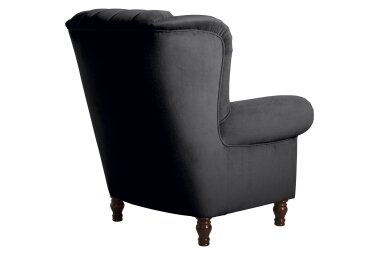 Ohrenbackensessel Katreen Bezug Samtvelours Buche nussbaum dunkel / schwarz 22822