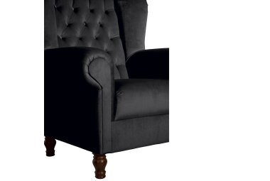 Ohrenbackensessel Katreen Bezug Samtvelours Buche nussbaum dunkel / schwarz 22822