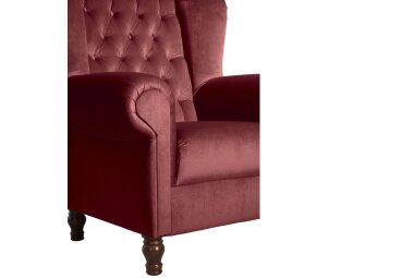 Ohrenbackensessel Katreen Bezug Samtvelours Buche nussbaum dunkel / ziegel 22823