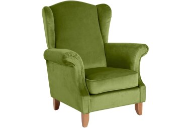 Ohrensessel Katria Bezug Samtvelours Buche natur / oliv...