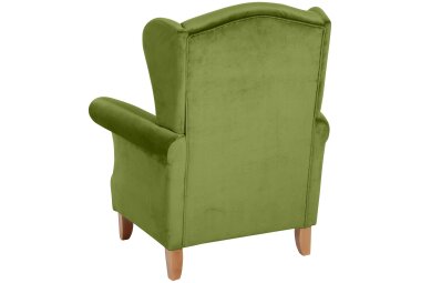 Ohrensessel Katria Bezug Samtvelours Buche natur / oliv 22824