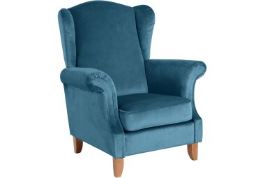 Ohrensessel Katria Bezug Samtvelours Buche natur / petrol...