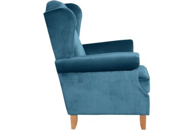 Ohrensessel Katria Bezug Samtvelours Buche natur / petrol...