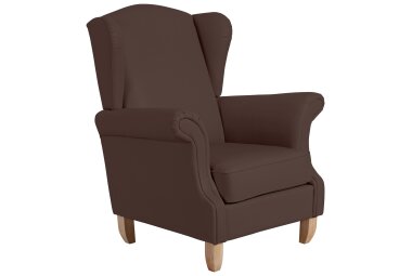 Ohrensessel Katria Bezug Kunstleder Buche natur / braun...