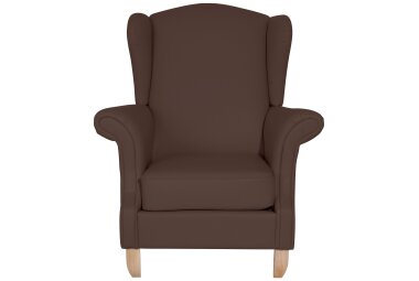 Ohrensessel Katria Bezug Kunstleder Buche natur / braun...