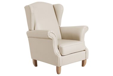 Ohrensessel Katria Bezug Kunstleder Buche natur / beige...