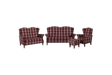 Sofa 2,5-Sitzer Katria Bezug Flachgewebe Buche nussbaum / rot  22858