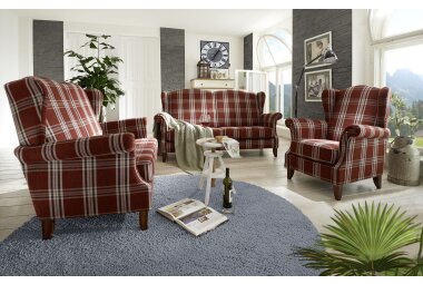 Sofa 2,5-Sitzer Katria Bezug Flachgewebe Buche nussbaum / rot  22858