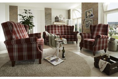 Sofa 2,5-Sitzer Katria Bezug Flachgewebe Buche nussbaum / rot  22858