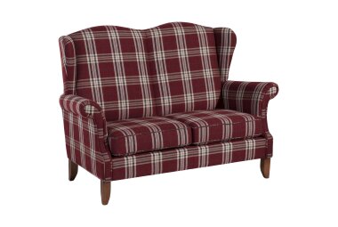 Sofa 2-Sitzer Katria Bezug Flachgewebe Buche nussbaum / rot  22859