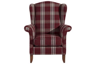 Ohrensessel Katria Bezug Flachgewebe Buche nussbaum / rot...