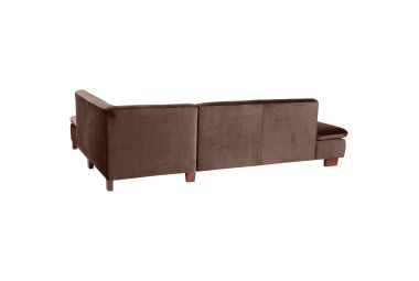 Ecksofa mit Ottomane rechts Kaye Bezug Samtvelours Buche nussbaum dunkel / braun 23073