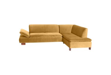 Ecksofa mit Ottomane rechts Kaye Bezug Samtvelours Buche...