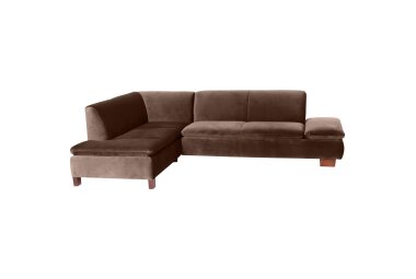 Ecksofa mit Ottomane links Kaye Bezug Samtvelours Buche...