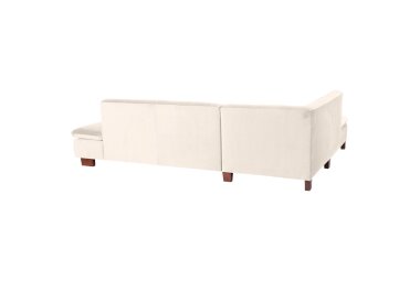 Ecksofa mit Ottomane links Kaye Bezug Samtvelours Buche nussbaum dunkel / creme 23089