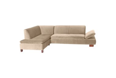 Ecksofa mit Ottomane links Kaye Bezug Samtvelours Buche...