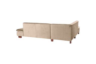 Ecksofa mit Ottomane links Kaye Bezug Samtvelours Buche nussbaum dunkel / sand 23092
