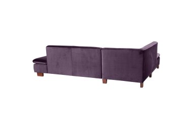 Ecksofa mit Ottomane links Kaye Bezug Samtvelours Buche nussbaum dunkel / purple 23094