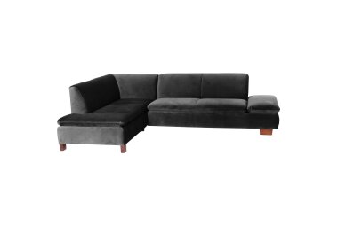 Ecksofa mit Ottomane links Kaye Bezug Samtvelours Buche...