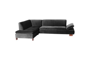 Ecksofa mit Ottomane links Kaye Bezug Samtvelours Buche...