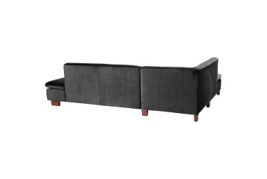 Ecksofa mit Ottomane links Kaye Bezug Samtvelours Buche nussbaum dunkel / schwarz 23095