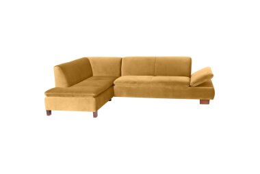 Ecksofa mit Ottomane links Kaye Bezug Samtvelours Buche...