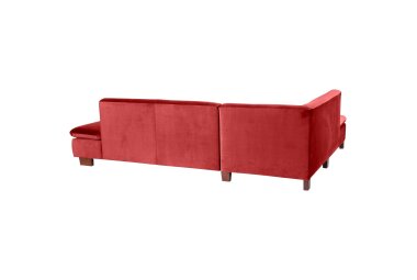 Ecksofa mit Ottomane links Kaye Bezug Samtvelours Buche nussbaum dunkel / ziegel 23098