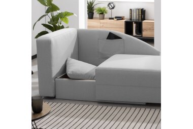 Recamiere Armlehne rechts Kalila Bezug Flachgewebe Kunststoff / hellgrau 23245