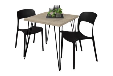 Bartisch Eirena 70x70x75 schwarz matt/eiche s&auml;gerau...
