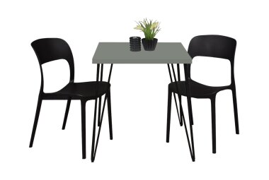 Bistrotisch Eirena 70x70x75 schwarz matt/Pinie green matt...