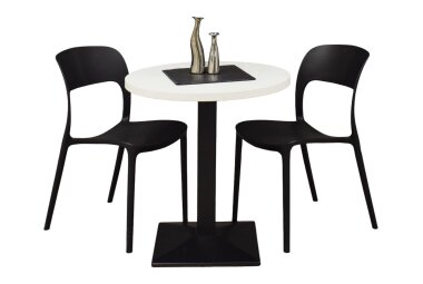 Bistrotisch rund Elanur 70 cm schwarz matt/wei&szlig;...