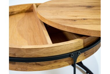 Couchtisch Chanah 70x70x48 Tischplatte ausdrehbar Schwarz/Wildeiche 16263