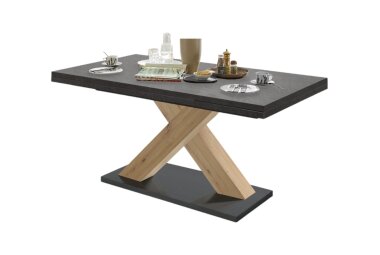 Esstisch ausziehbar Elene 160x90x76 Asteiche/Graphit 13980