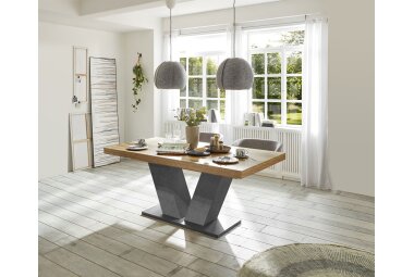 Esstisch ausziehbar Elena 160x90x76 Graphit/Plankeneiche 13993