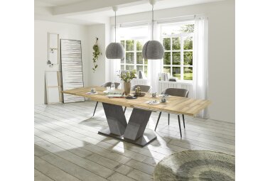 Esstisch ausziehbar Elena 160x90x76 Graphit/Plankeneiche 13993
