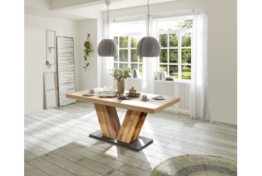 Esstisch ausziehbar Elena 160x90x76 Plankeneiche/Asteiche 13994