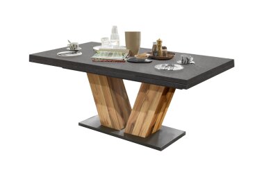 Esstisch ausziehbar Elena 160x90x76 Plankeneiche/Graphit...