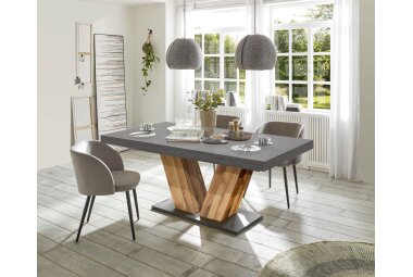 Esstisch ausziehbar Elena 160x90x76 Plankeneiche/Graphit 13995