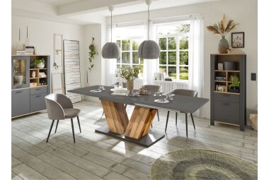 Esstisch ausziehbar Elena 160x90x76 Plankeneiche/Graphit 13995