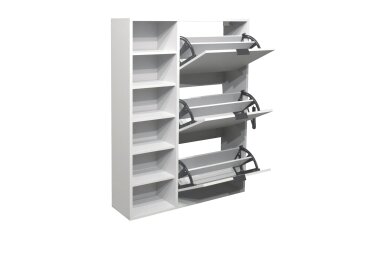 Schuhschrank Erna 95x25x126 Kreidegrau matt Lack 14781