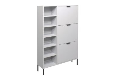 Schuhschrank Erna 95x25x141 Kreidegrau matt Lack 14781-Q