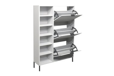 Schuhschrank Erna 95x25x141 Kreidegrau matt Lack 14781-Q