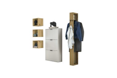 Garderobe Erna 166x32x187 Kreidegrau matt Lack 90111