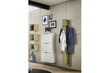 Garderobe Erna 166x32x187 Kreidegrau matt Lack 90111