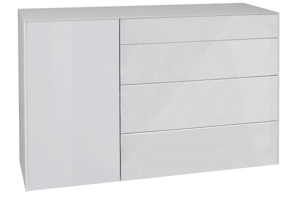 Kommode Elfi 131x42x89 Hochglanz Kreidegrau/Glas...