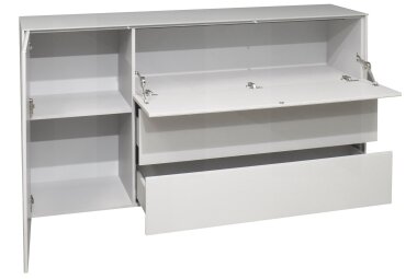 Kommode Elfi 169x42x89 Hochglanz Kreidegrau/Glas...