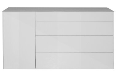 Kommode Elfi 169x42x89 Hochglanz Kreidegrau/Glas Kreidegrau 14801