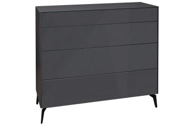 Kommode Elfi 121x42x104 Hochglanz Anthrazit/Glas...